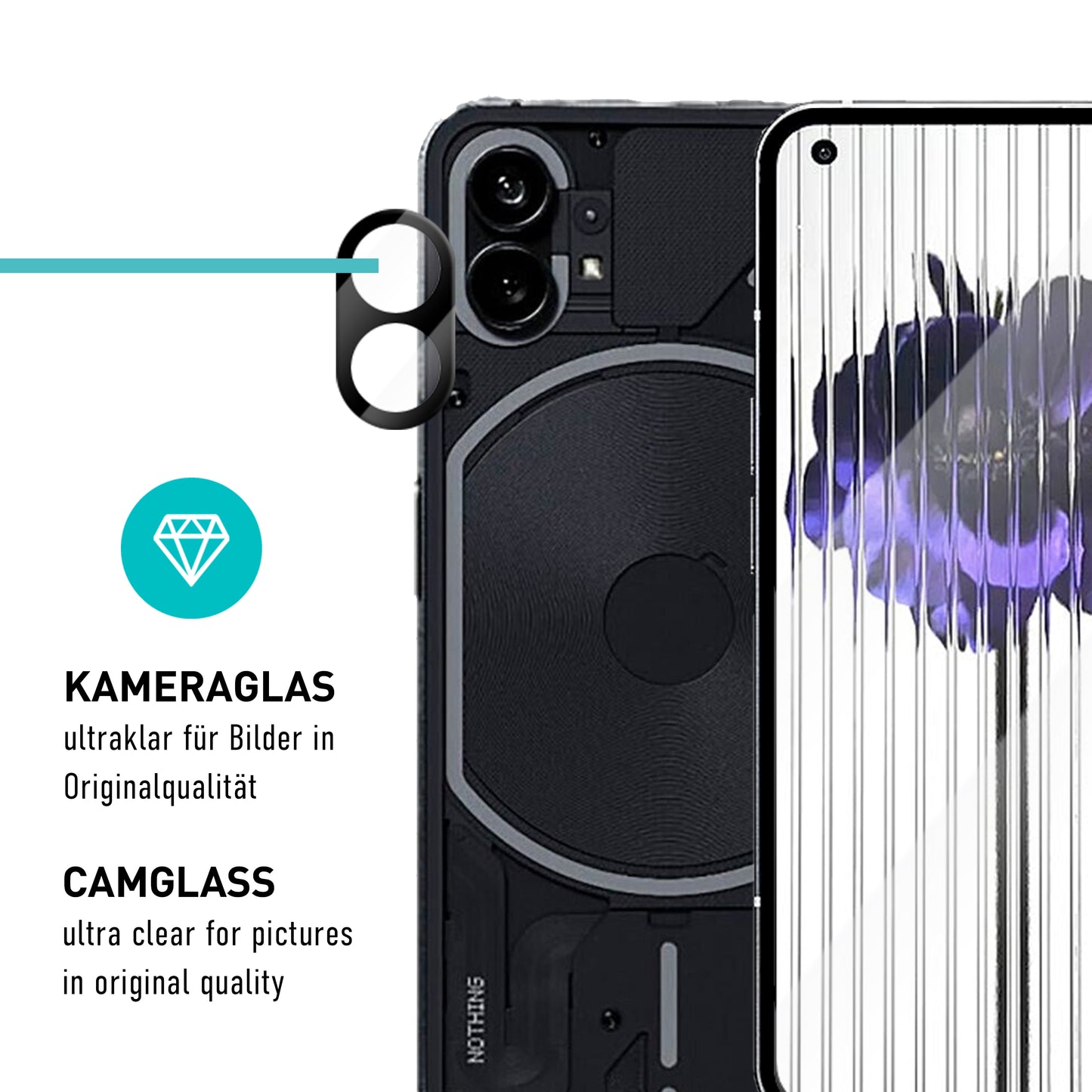 smartect Schutzglas Full Screen für Nothing Phone (1), 2 x Front + 2 x Cam