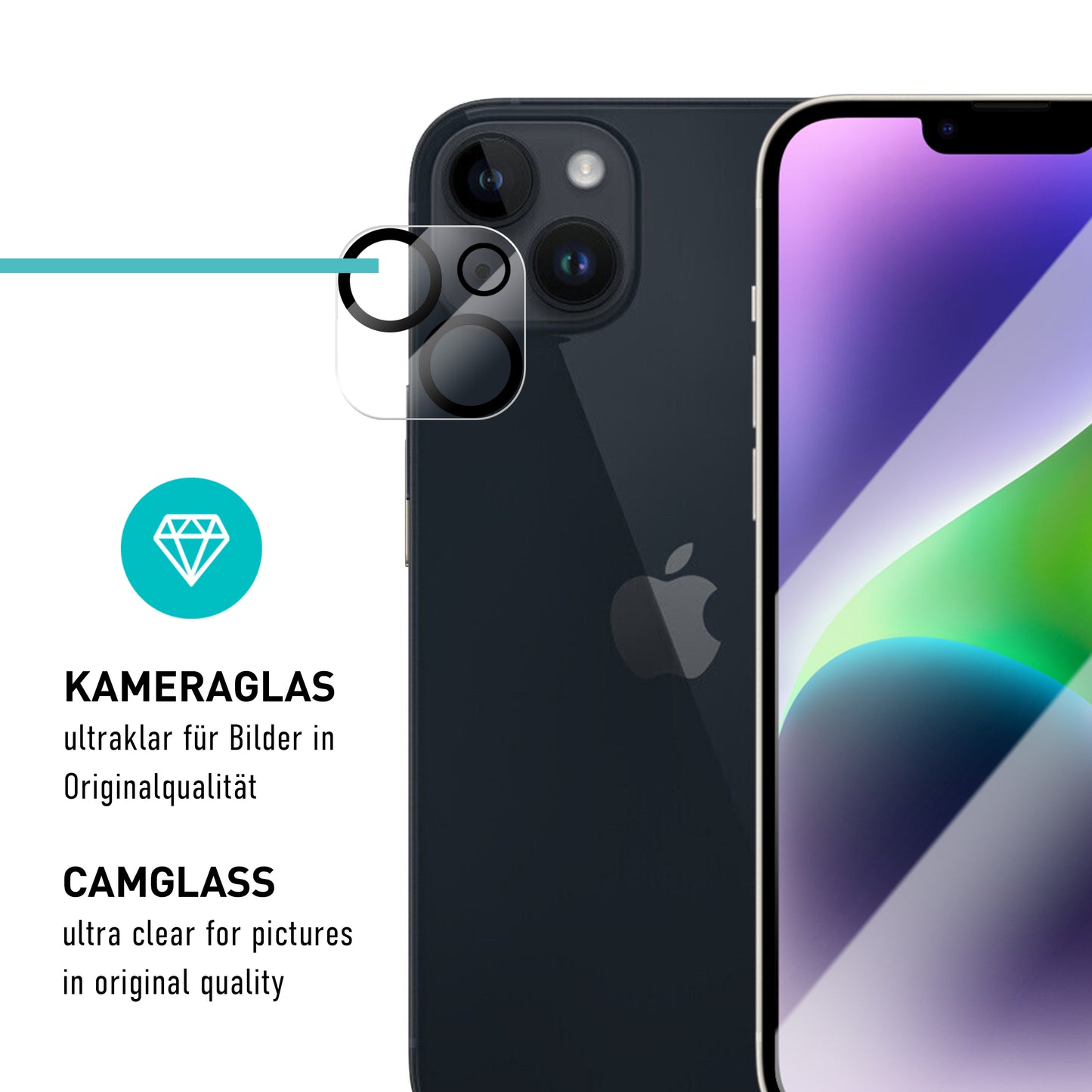 smartect protective glass full screen for iPhone 14 Plus, 2 x front + 2 x cam + positioning aid
