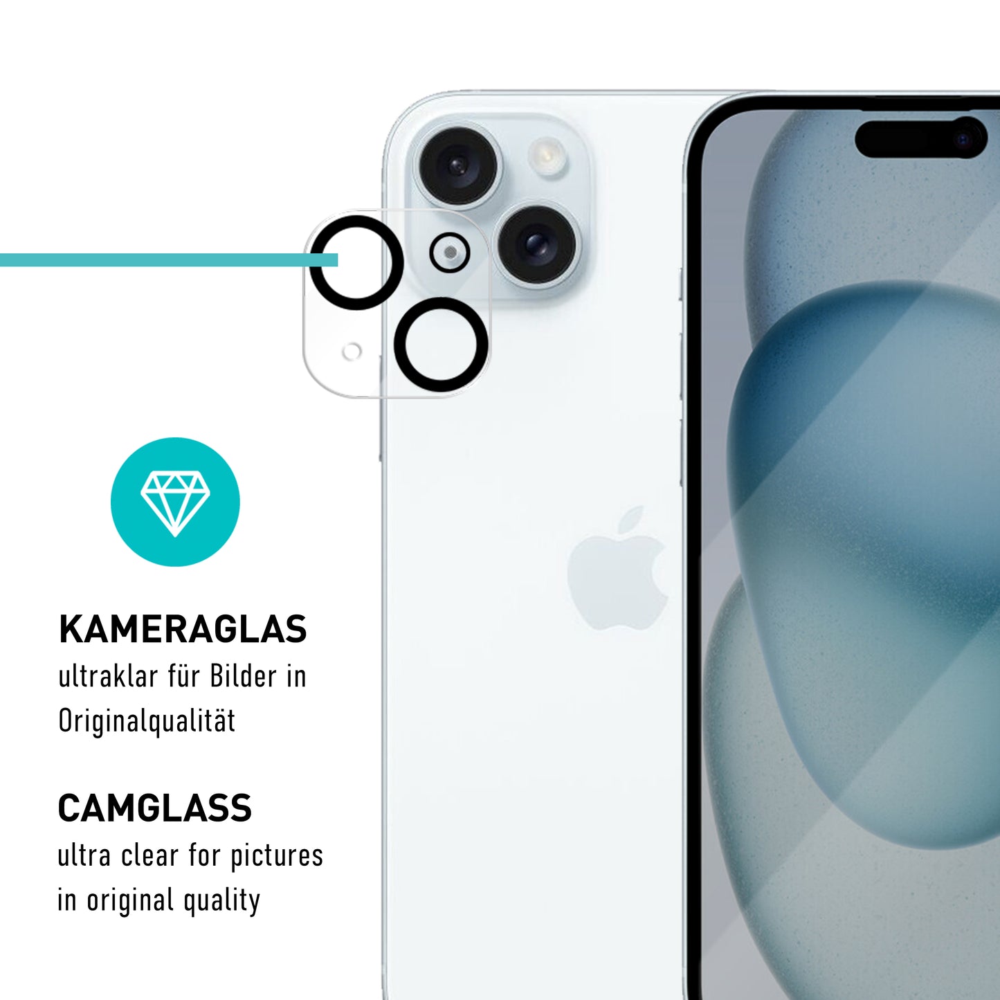 smartect protective glass Full Screen Privacy for iPhone 15 Plus, 2 x Front + 2 x Cam + positioning aid