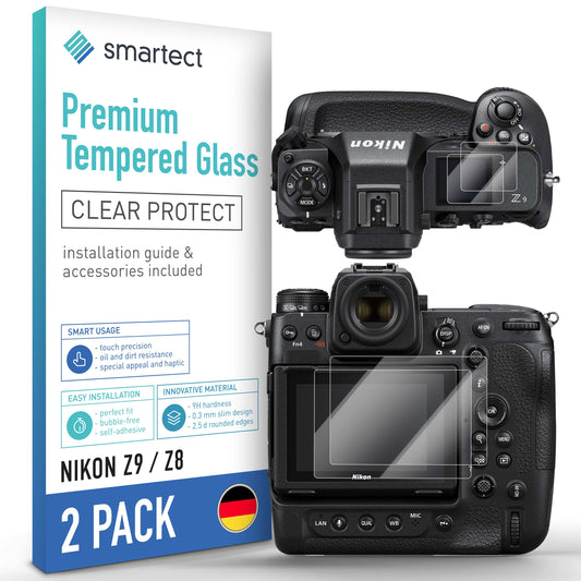 smartect Schutzglas Klar für Nikon Z9 / Z8, 2 Stück