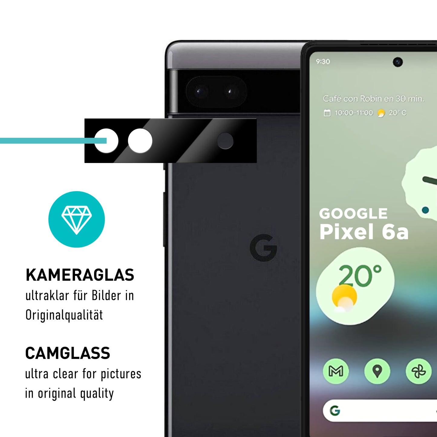 smartect TPU Screen Protector Clear for Google Pixel 6a, 2 x Front + 2 x Cam