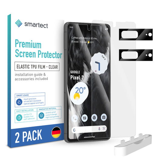 smartect TPU Screen Protector Clear for Google Pixel 7, 2 x Front + 2 x Cam