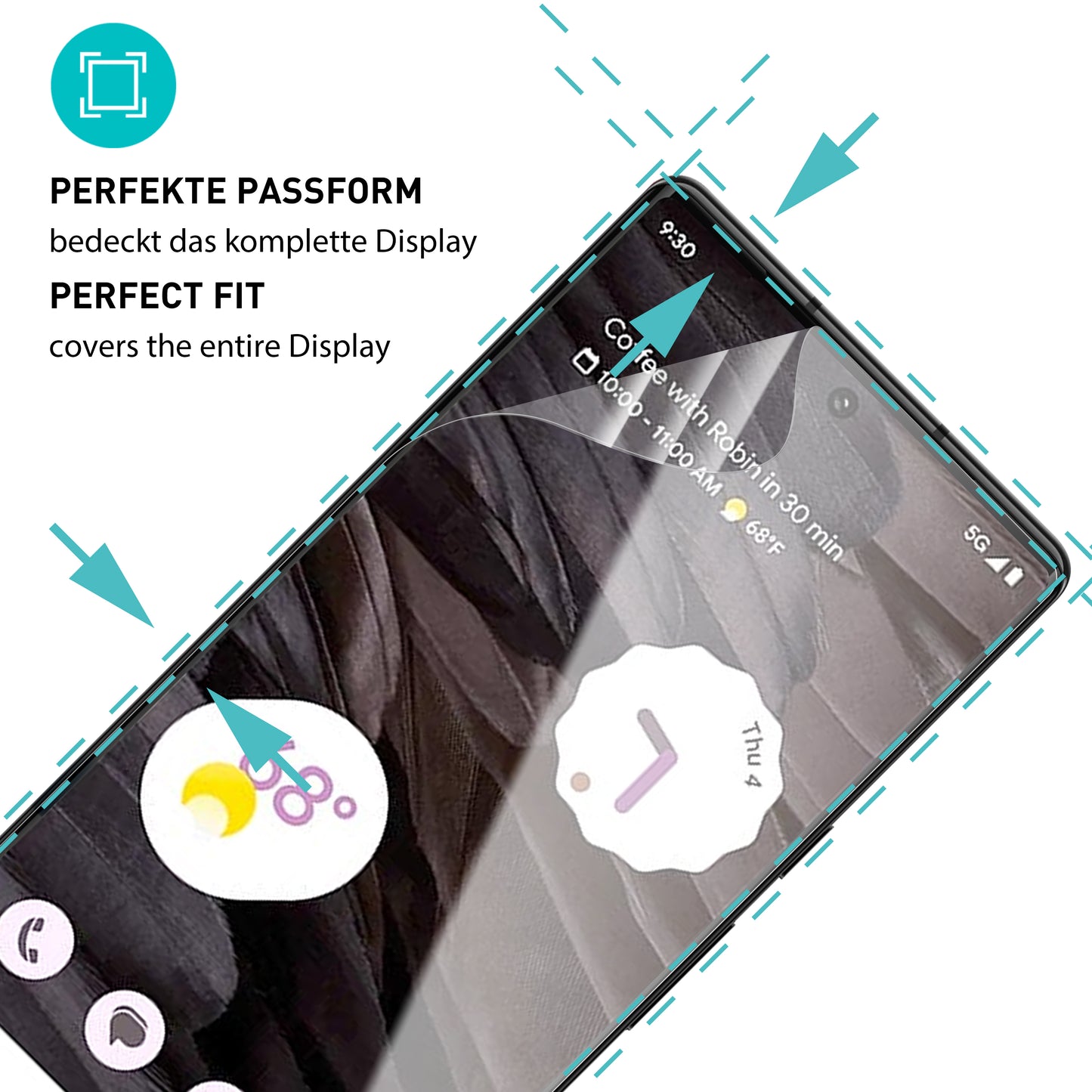 smartect TPU Screen Protector Clear for Google Pixel 7a, 2 x Front + 2 x Cam