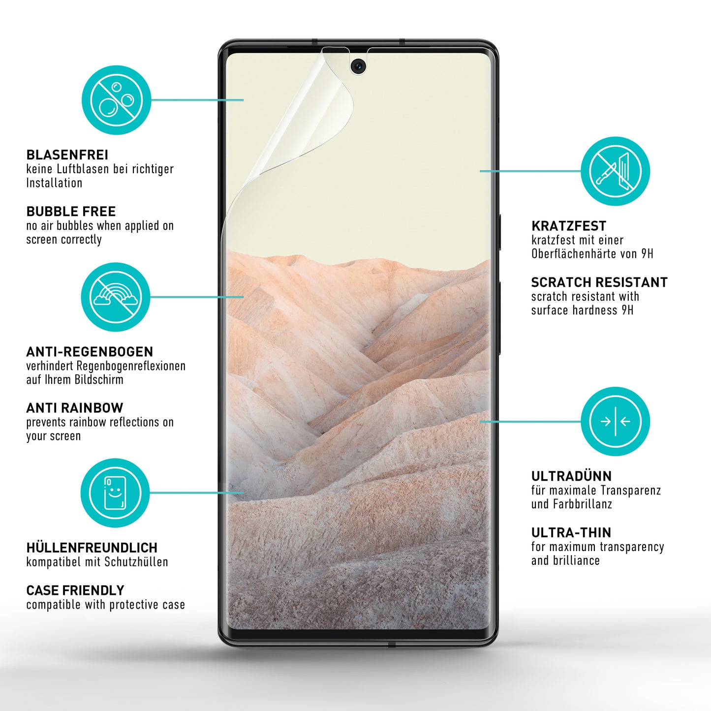 smartect TPU Screen Protector Clear for Google Pixel 7 Pro, 2 x Front + 2 x Cam