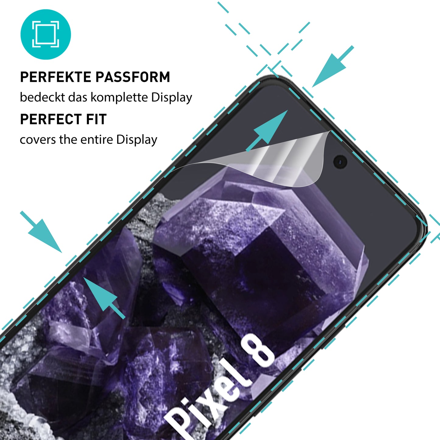 smartect TPU Screen Protector Clear for Google Pixel 8, 2 x Front + 2 x Cam