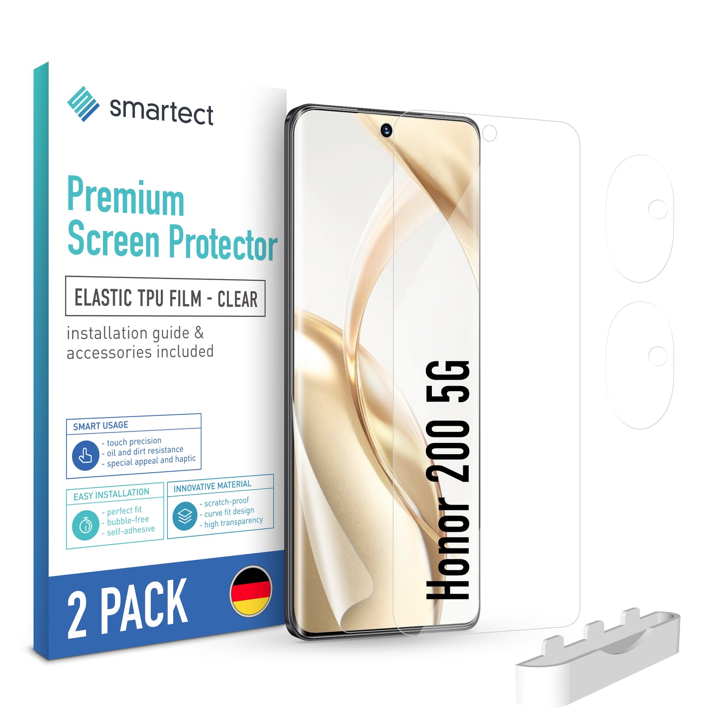 smartect TPU Screen Protector Clear for Honor 200 5G, 2 x Front + 2 x Cam