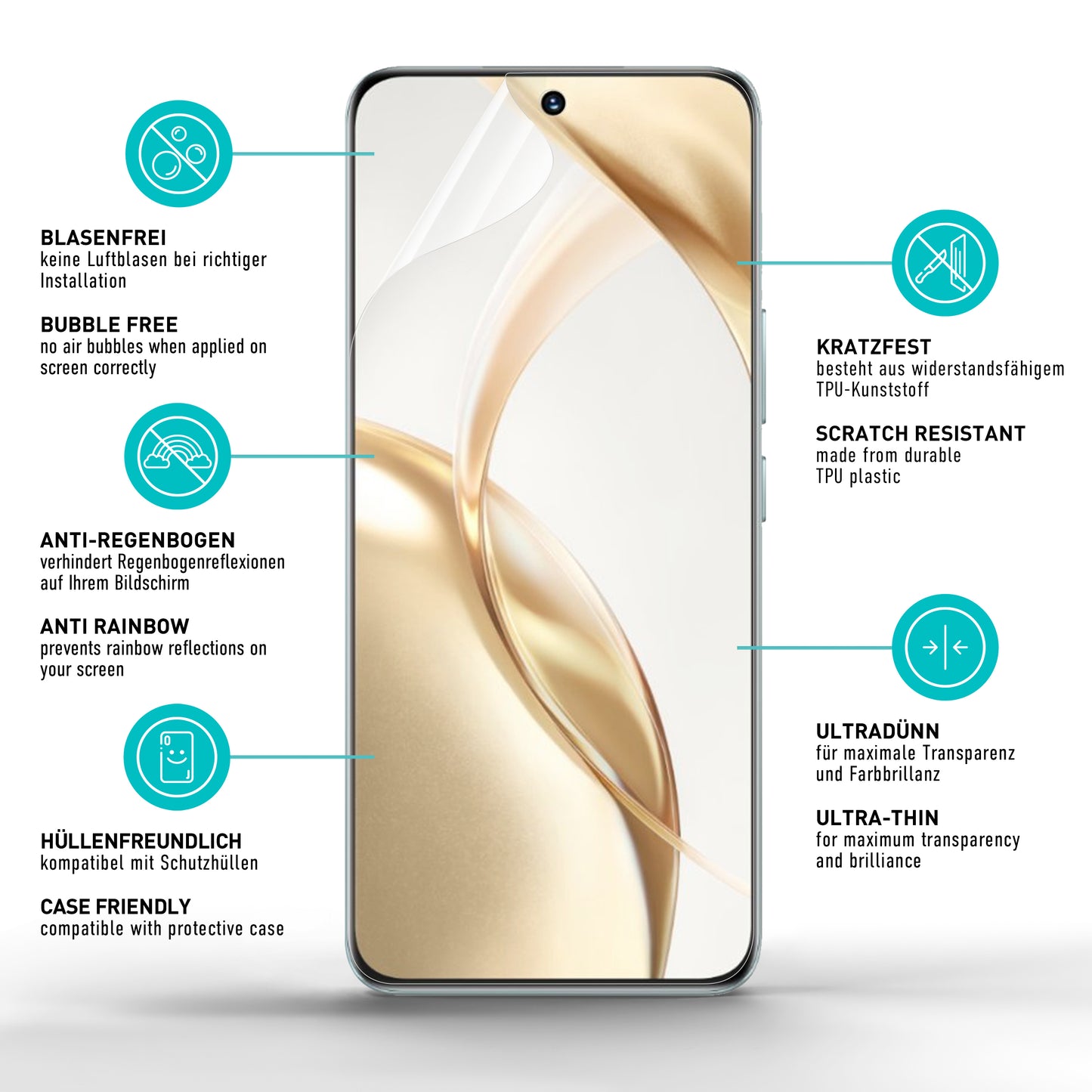 smartect TPU Screen Protector Clear for Honor 200 5G, 2 x Front + 2 x Cam