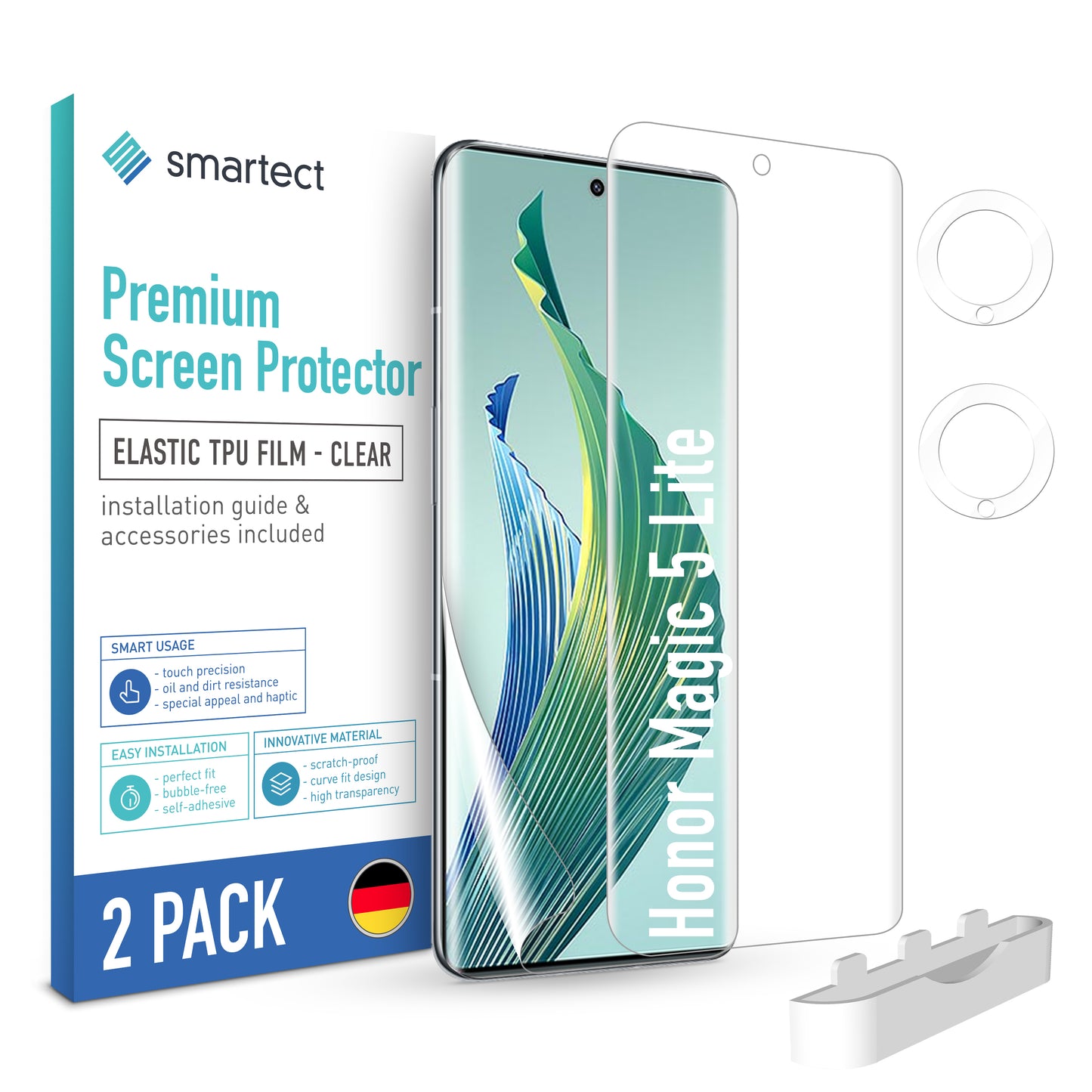 smartect TPU Schutzfolie Klar für Honor Magic 5 Lite, 2 x Front + 2 x Cam