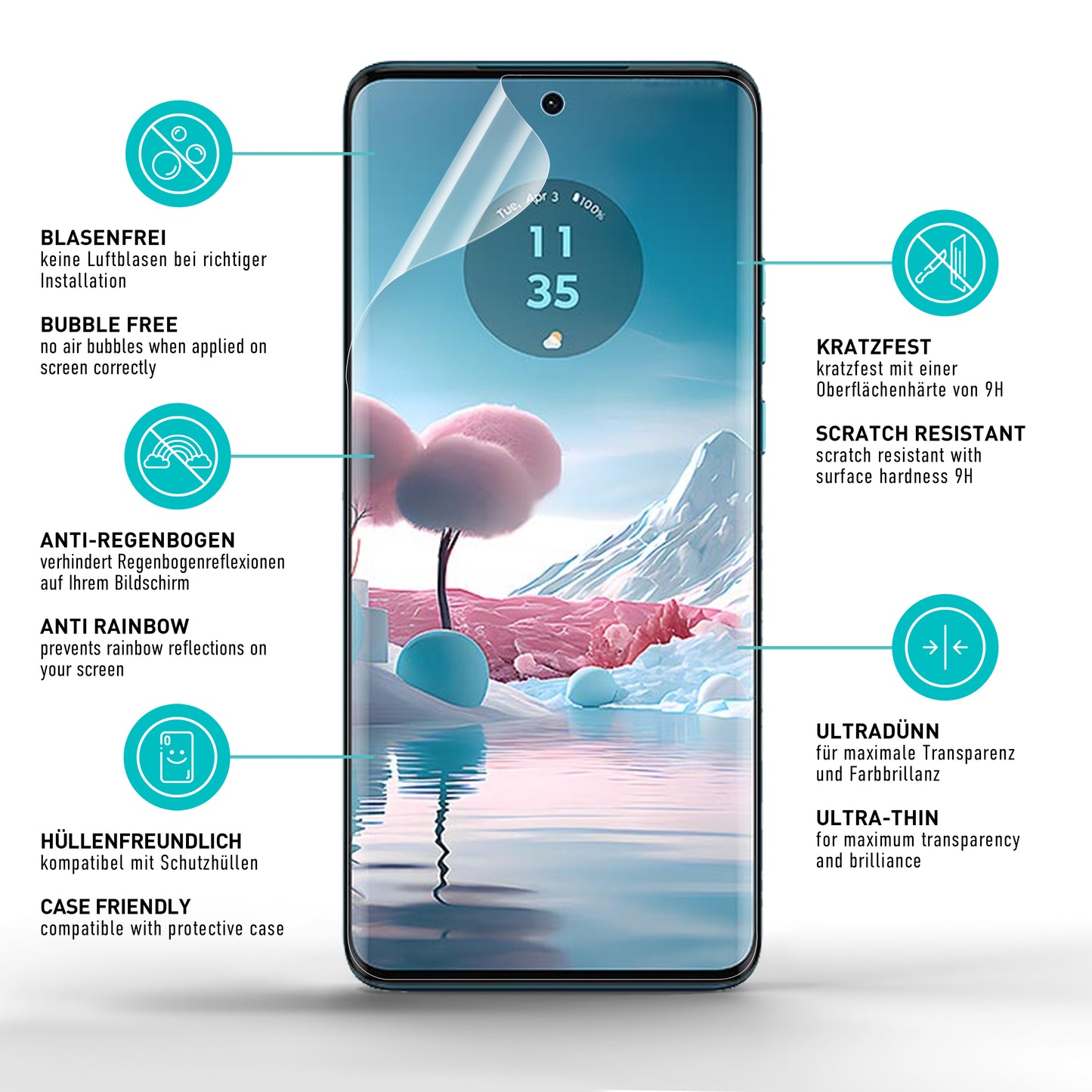 smartect TPU Screen Protector Clear for Motorola Edge 40 Neo, 2 x Front + 2 x Cam