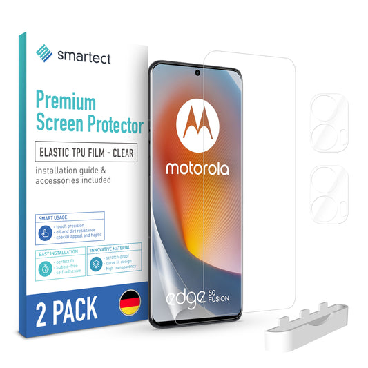 smartect TPU Screen Protector Clear for Motorola Edge 50 Fusion, 2 x Front + 2 x Cam