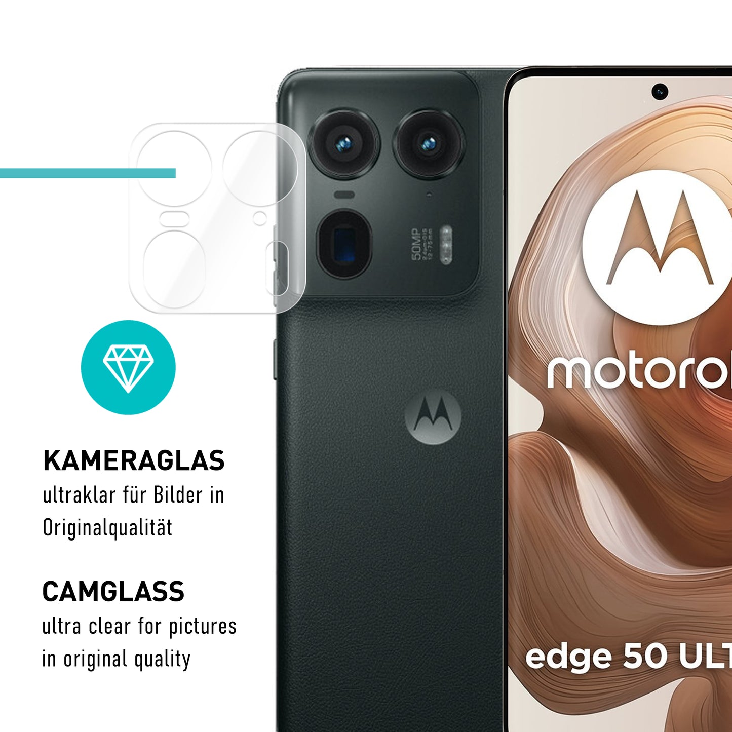 smartect TPU Screen Protector Clear for Motorola Edge 50 Ultra, 2 x Front + 2 x Cam