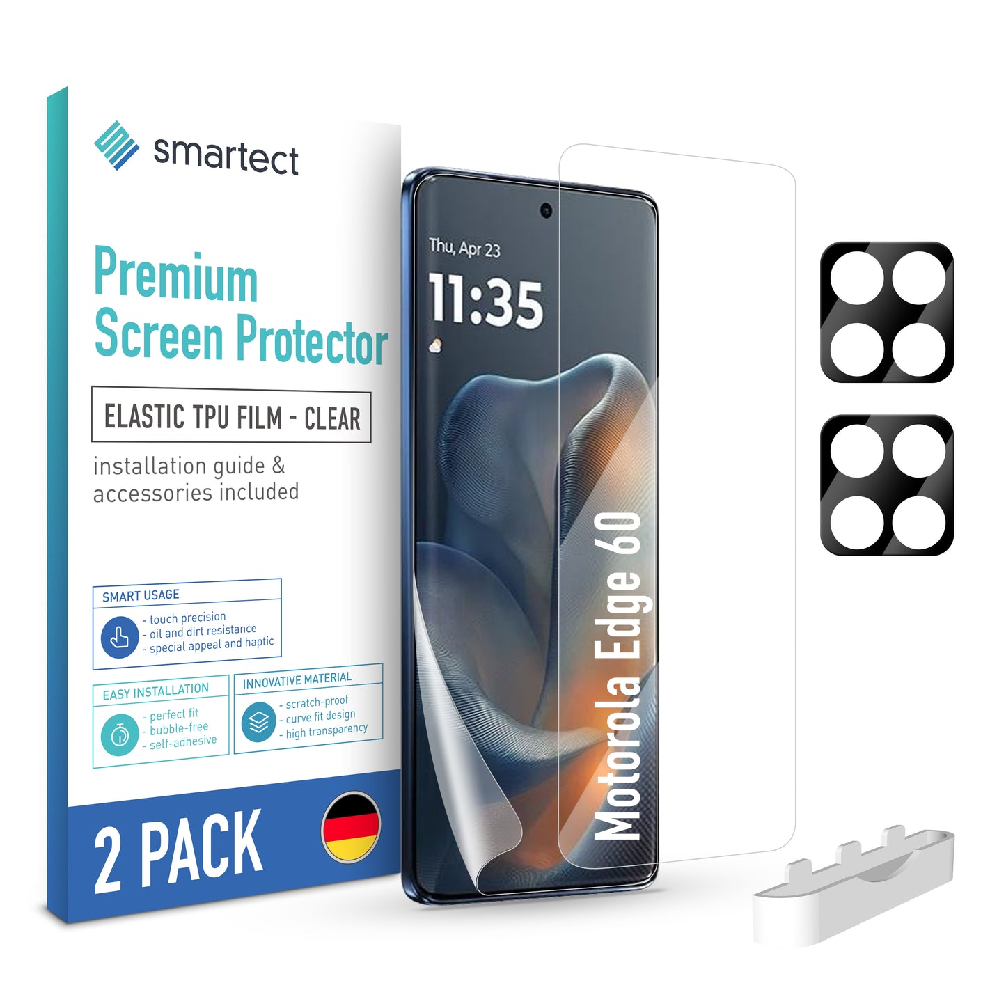smartect TPU Schutzfolie Klar für Motorola Edge 60 , 2 x Front + 2 x Cam