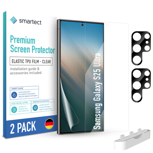 smartect TPU Screen Protector Clear for Samsung Galaxy S25 Ultra, 2 x Front + 2 x Cam