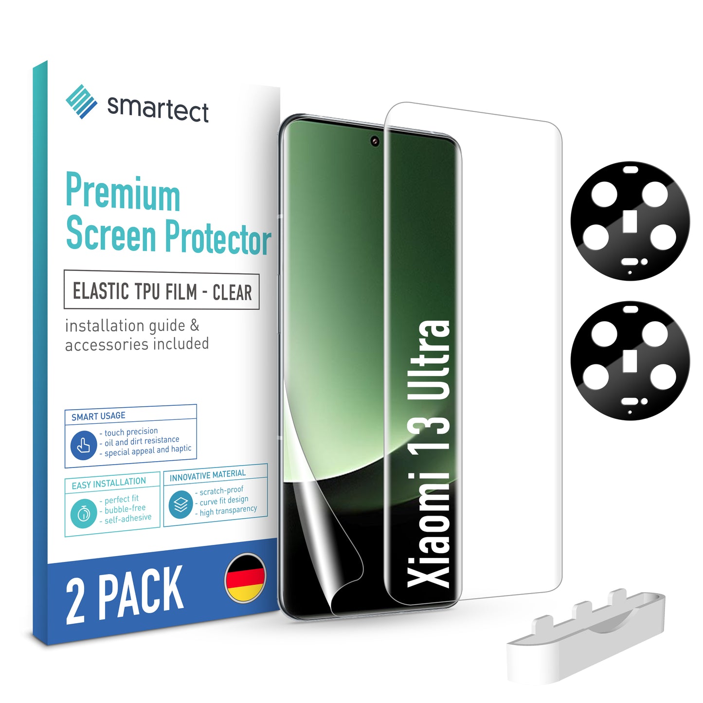 smartect TPU Schutzfolie Klar für Xiaomi 13 Ultra, 2 x Front + 2 x Cam