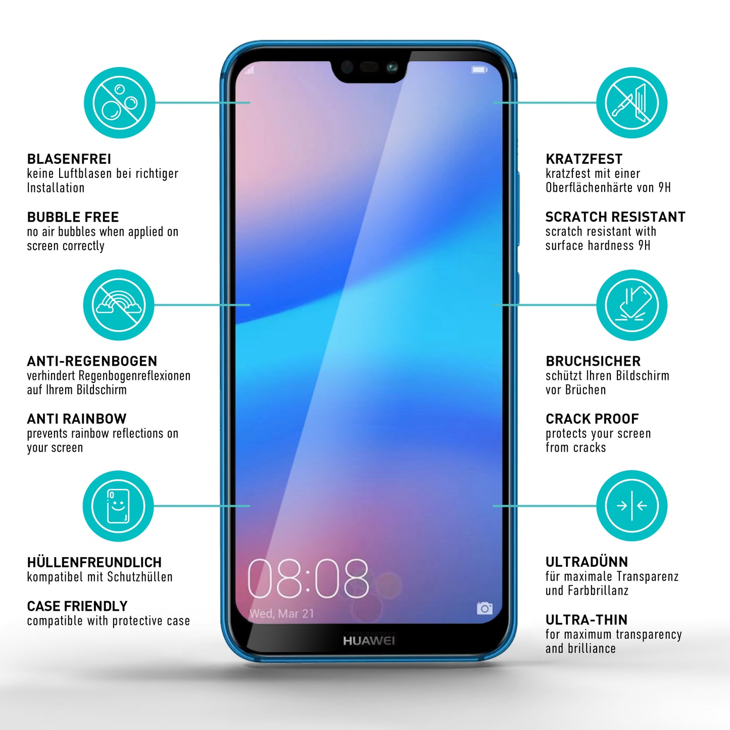 smartect protective glass 3D Full Screen for Huawei P20 Lite, 2 pieces