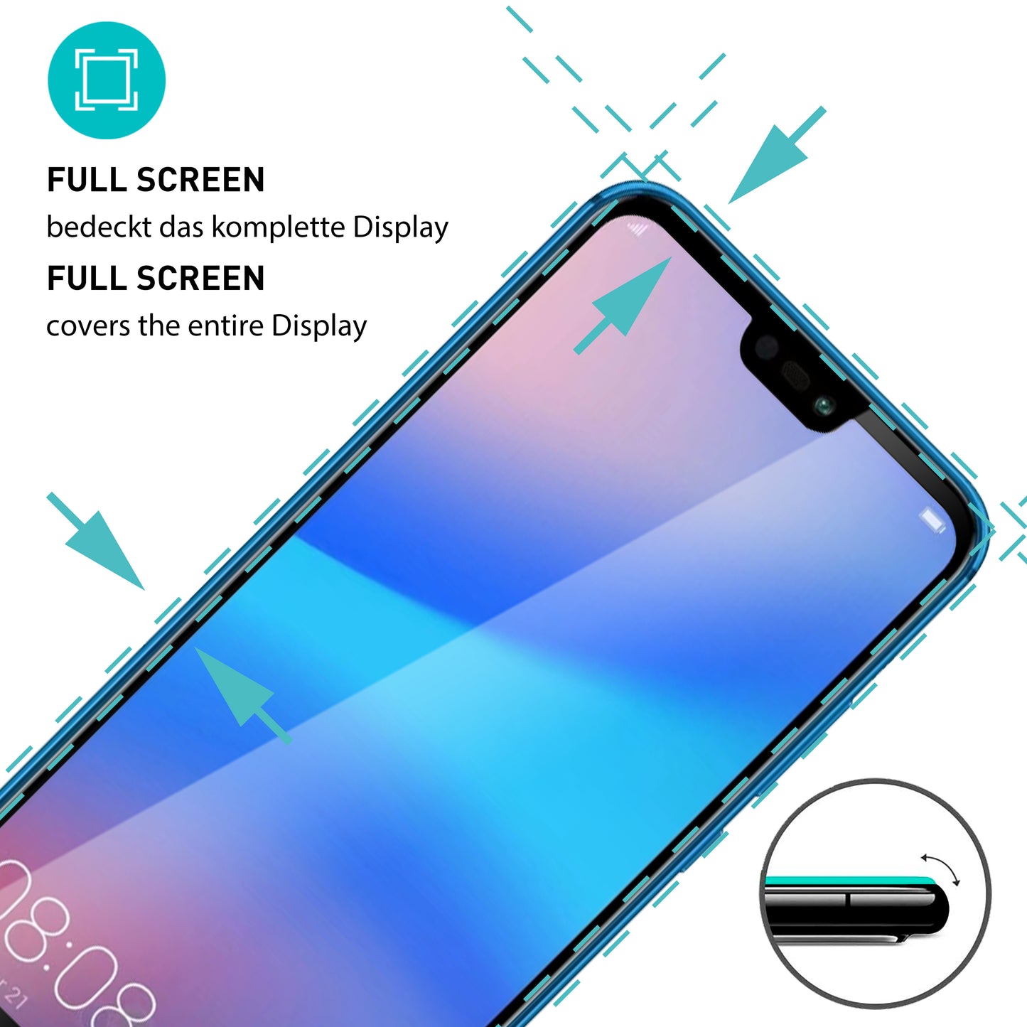 smartect protective glass 3D Full Screen for Huawei P20 Lite, 2 pieces
