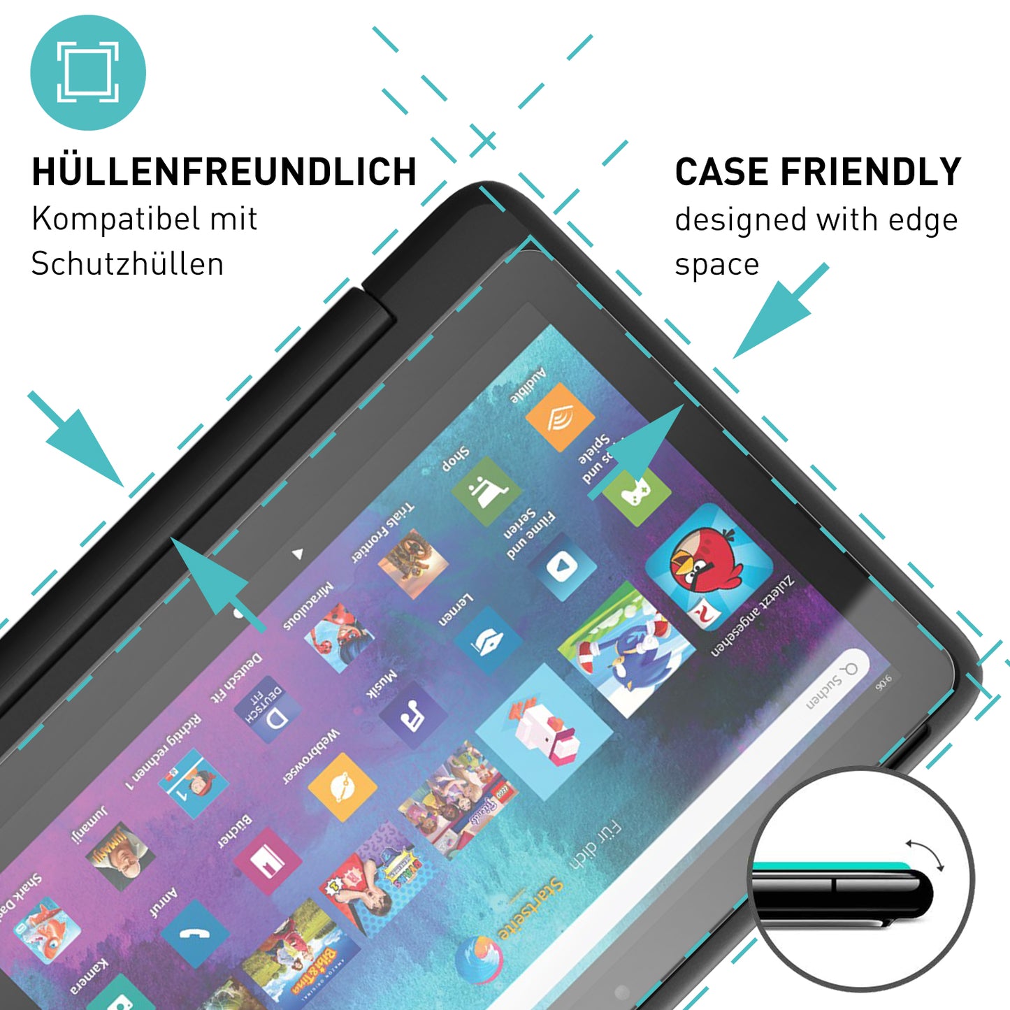smartect Schutzglas Klar für Amazon Fire HD 10 Kids Pro 2023, 2 Stück