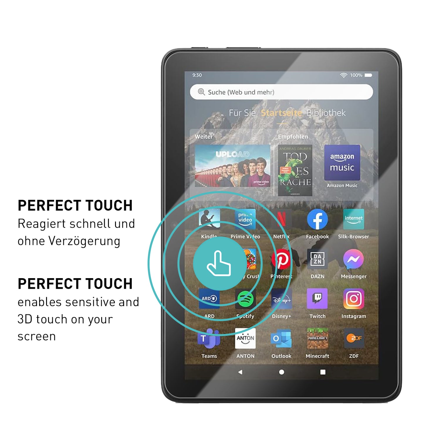 smartect Schutzglas Klar für Amazon Fire HD 8 (8"), 2 Stück