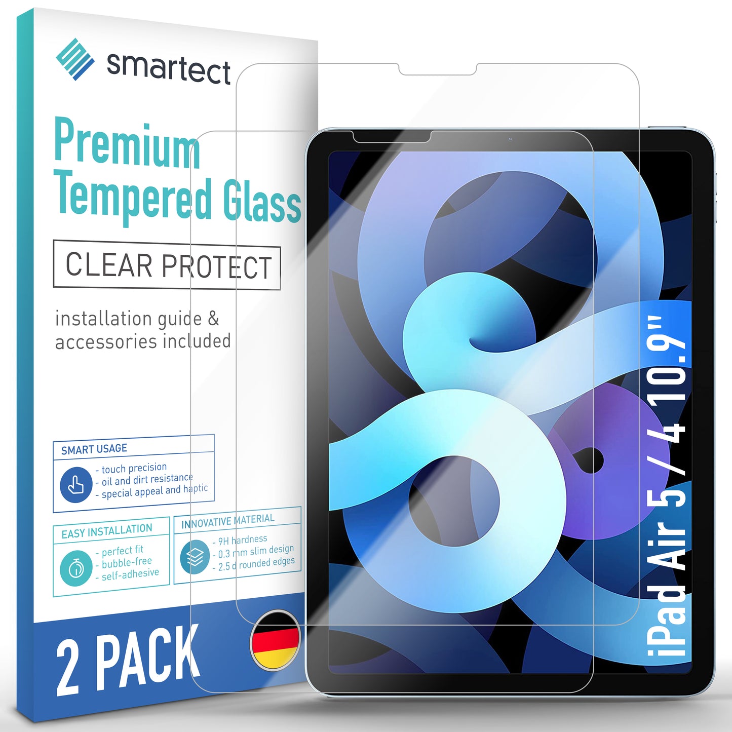 smartect Screen Protector Clear for iPad Air 5 / 4 10.9" (2022 / 2020), 2 pieces