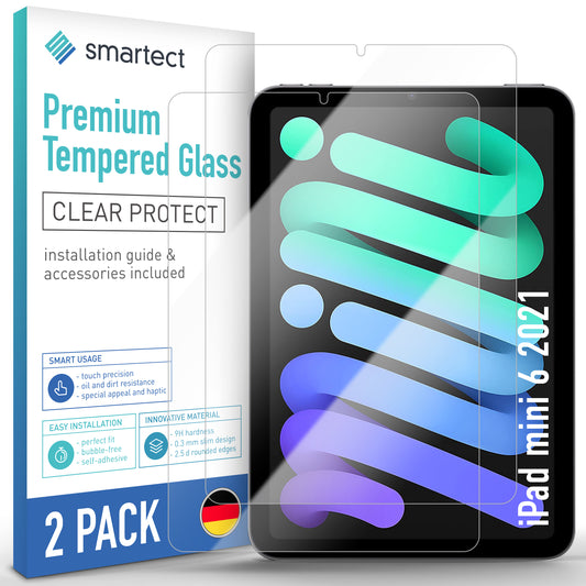 smartect Schutzglas Klar für iPad mini 6 2021, 2 Stück