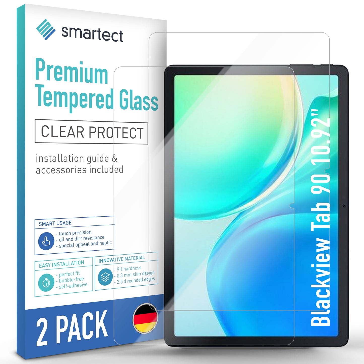 smartect Schutzglas Klar für Blackview Tab 90 10.92", 2 Stück