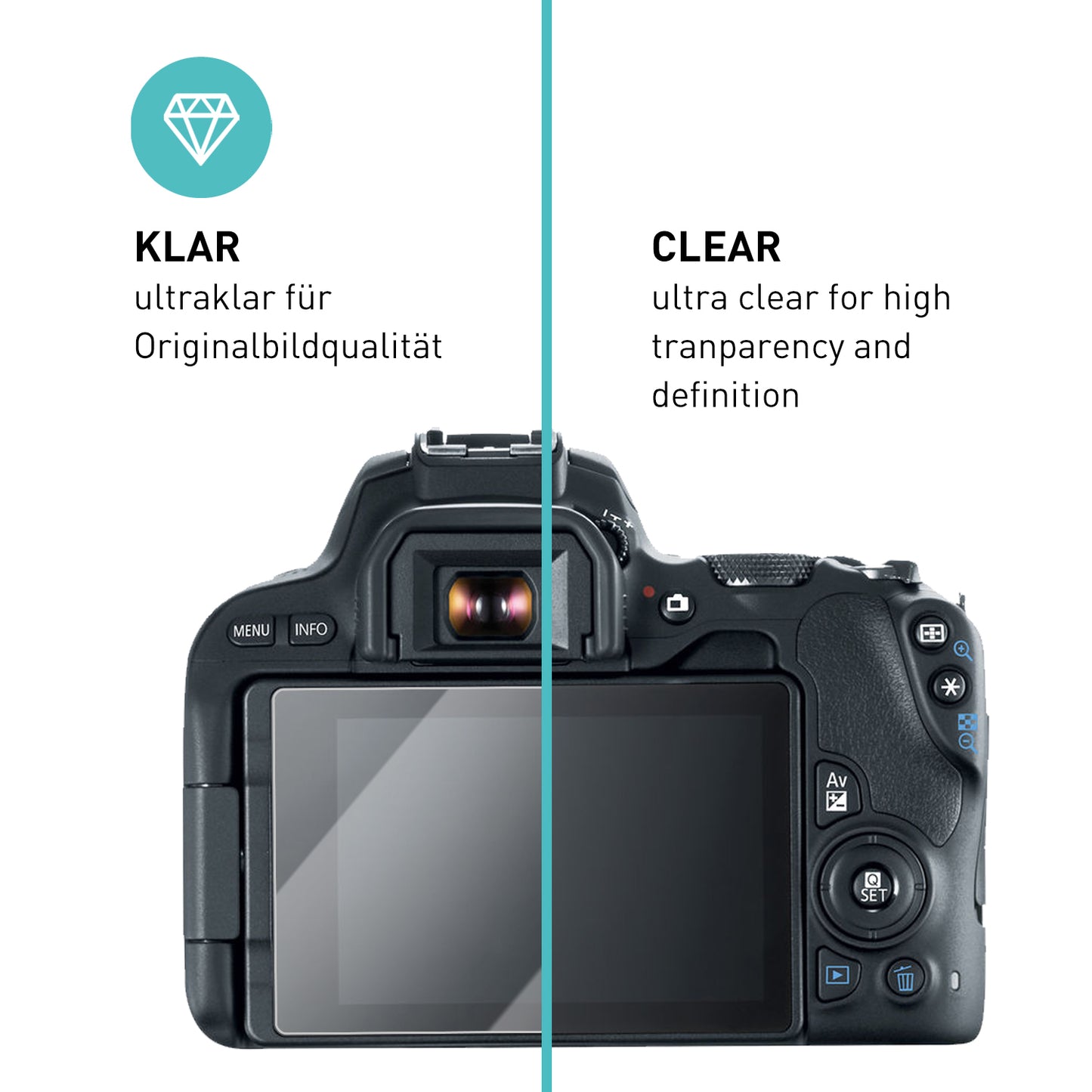 smartect Schutzglas Klar für Canon EOS 200D, 2 Stück
