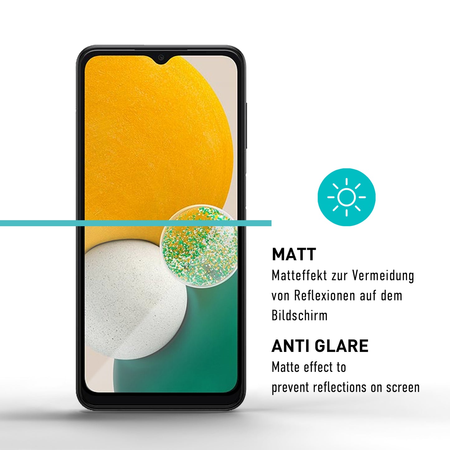 smartect Schutzglas Full Screen Matt für Samsung Galaxy A13 4G & 5G, 2 Stück