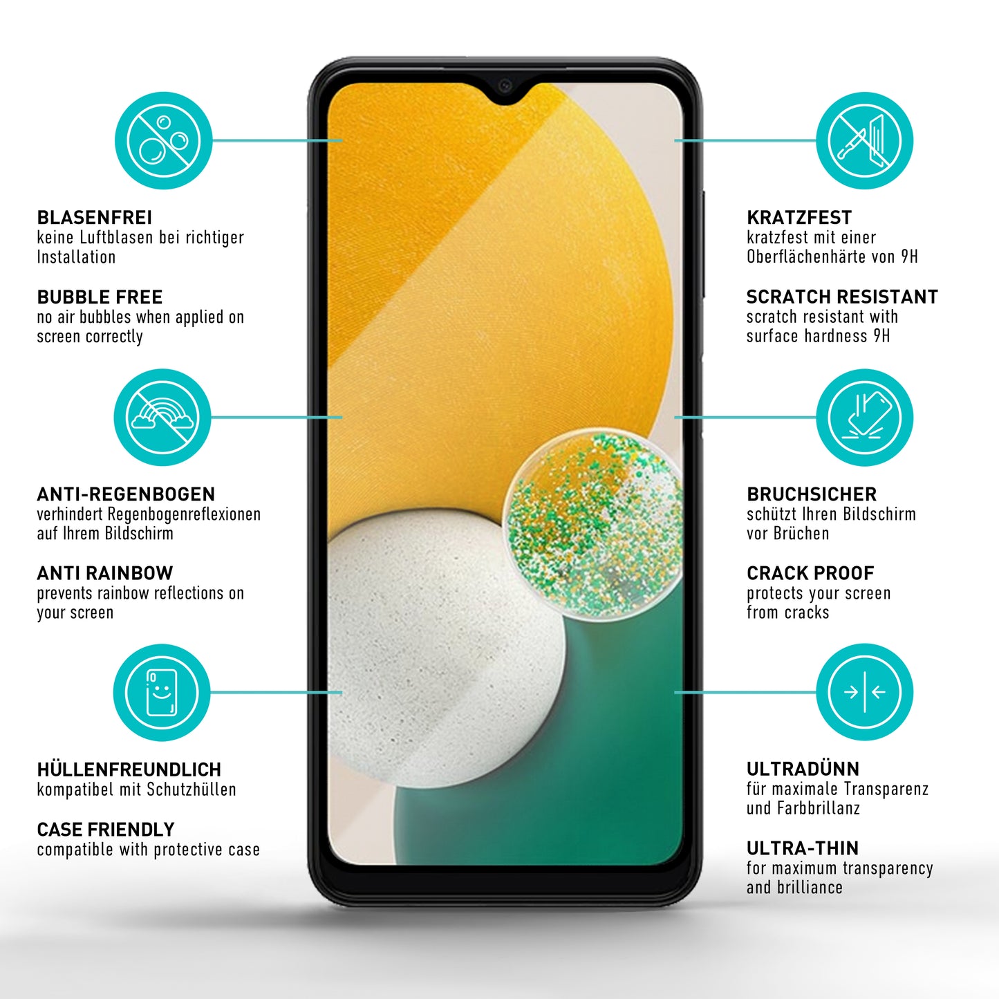 smartect Schutzglas Full Screen Matt für Samsung Galaxy A13 4G & 5G, 2 Stück