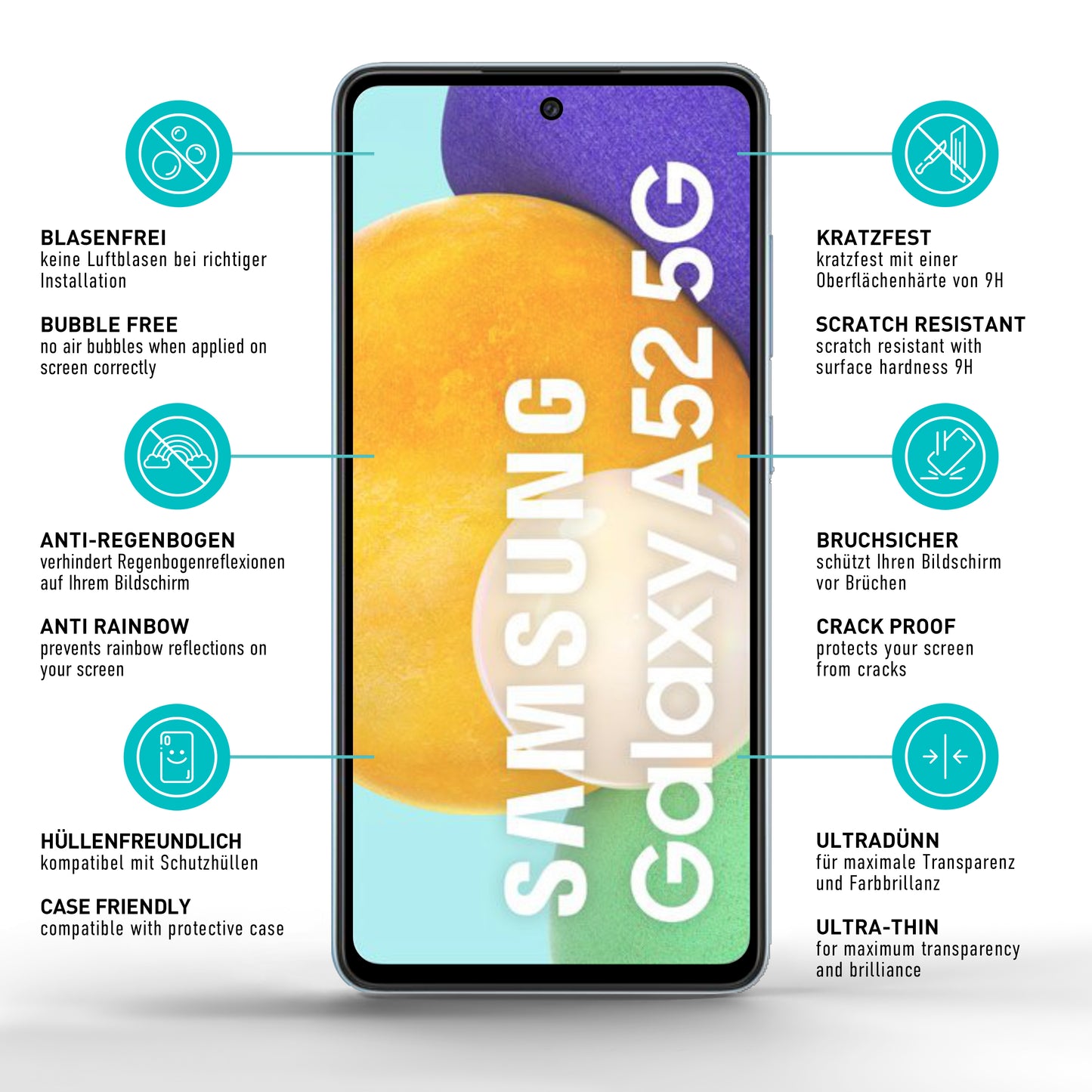 smartect protective glass matt for Samsung Galaxy A52, 2 pieces
