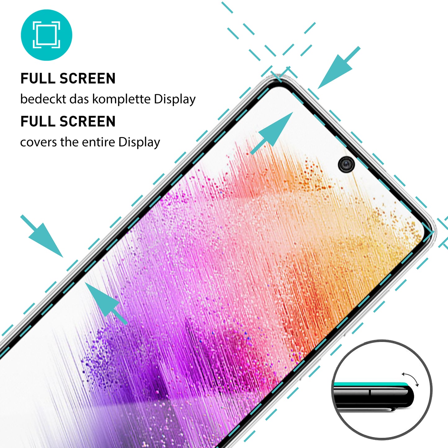 smartect Schutzglas Full Screen Matt für Samsung Galaxy A73 / A71, 2 Stück