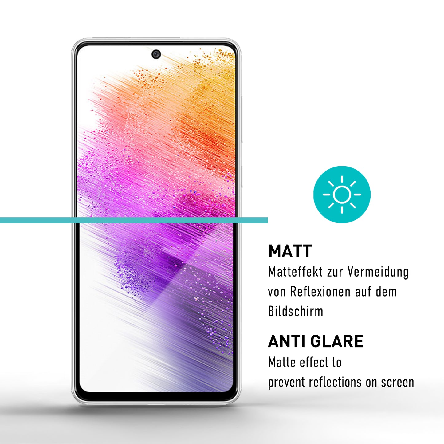 smartect Schutzglas Full Screen Matt für Samsung Galaxy A73 / A71, 2 Stück