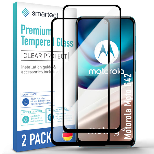 smartect Schutzglas Full Screen für Motorola Moto G42, 2 Stück