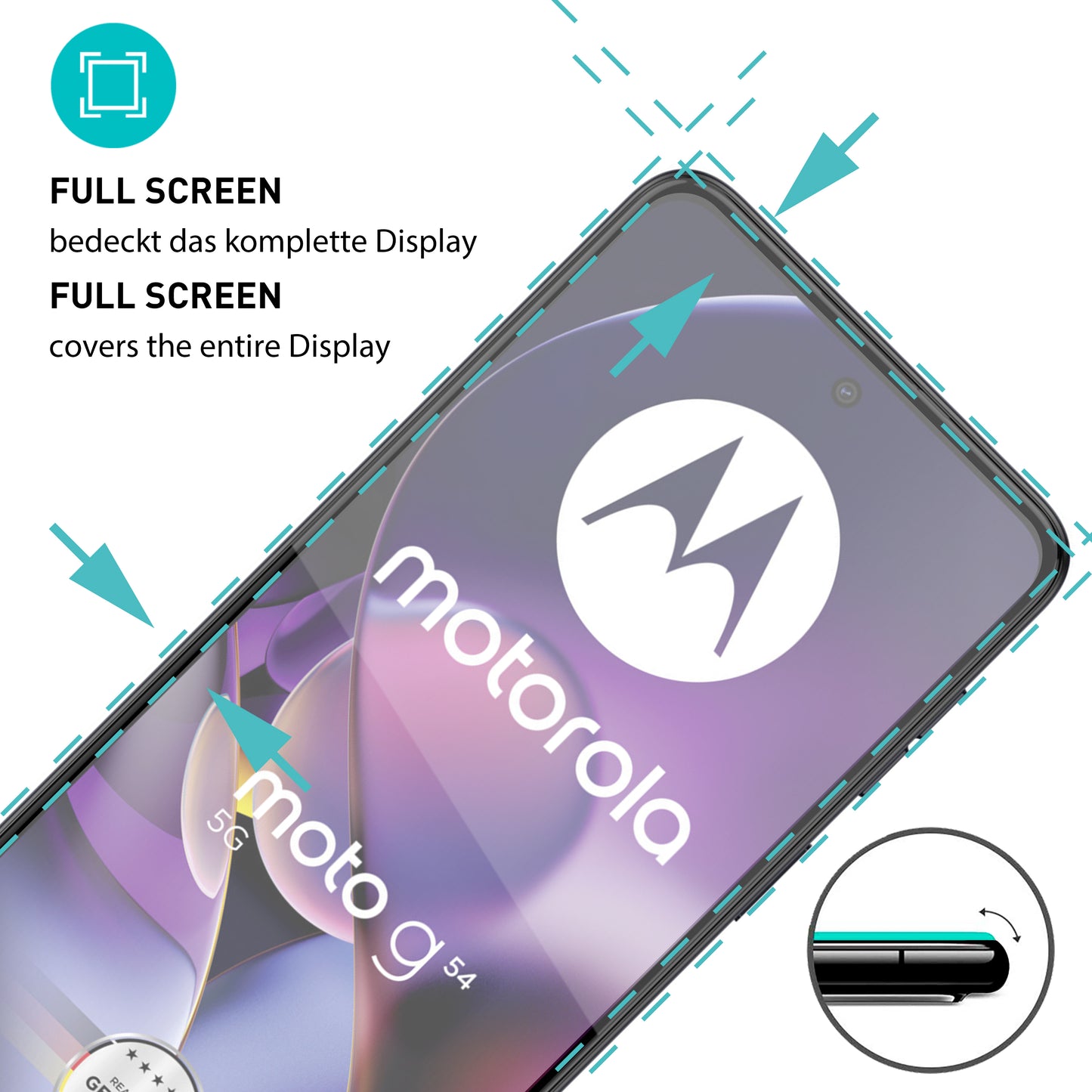 smartect Schutzglas Full Screen für Motorola Moto G84 5G / G54 5G, 2 Stück