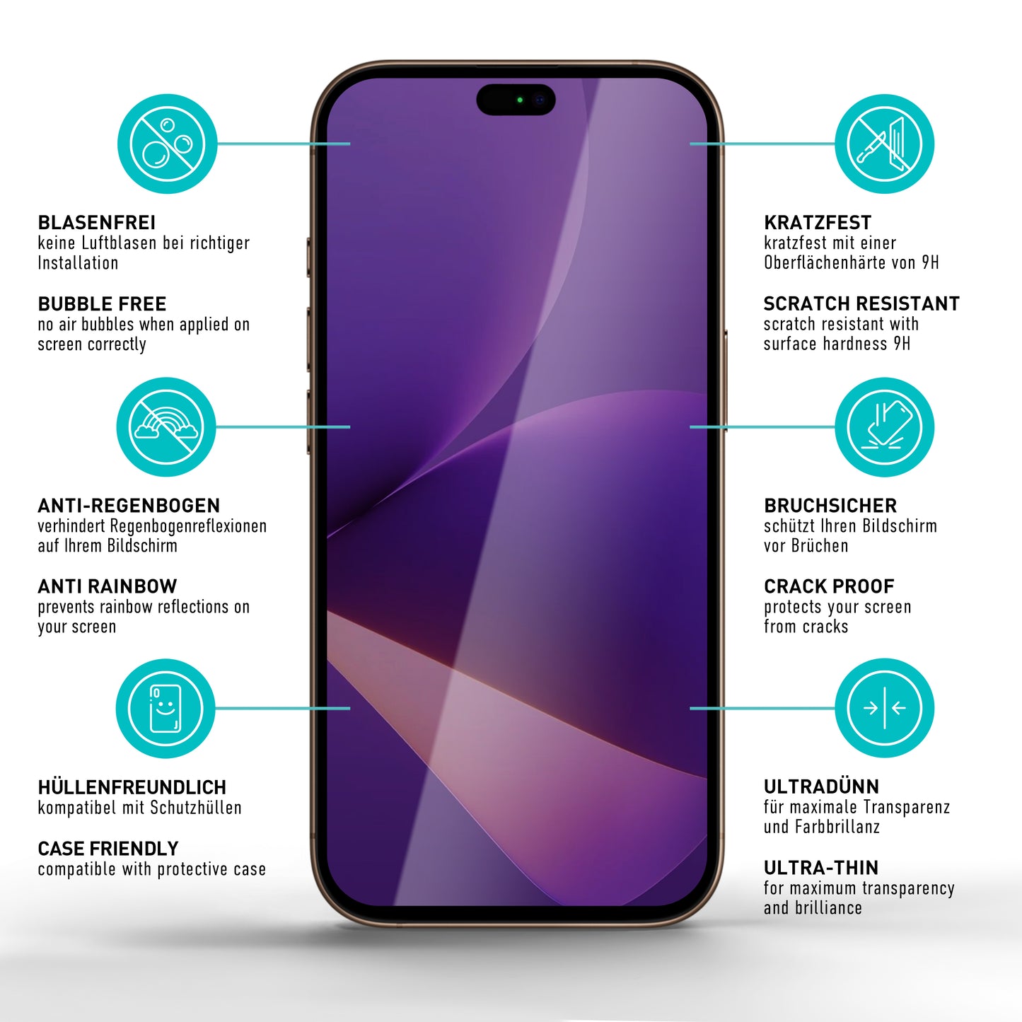 smartect Schutzglas Full Screen für Apple iPhone 17 Pro Max, 2 Stück + Positionierhilfe