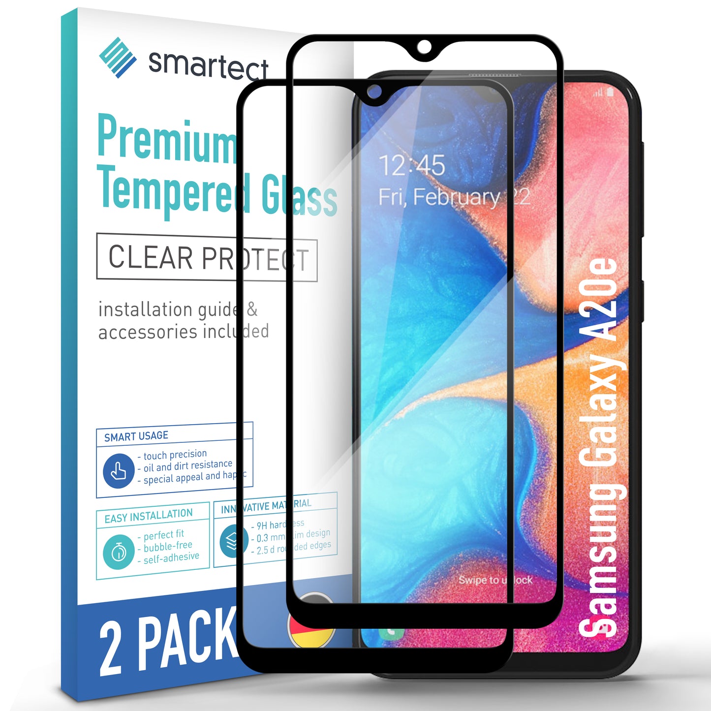 smartect protective glass full screen for Samsung Galaxy A20e, 2 pieces