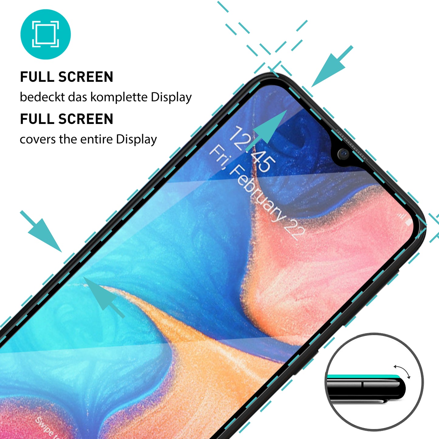 smartect protective glass full screen for Samsung Galaxy A20e, 2 pieces