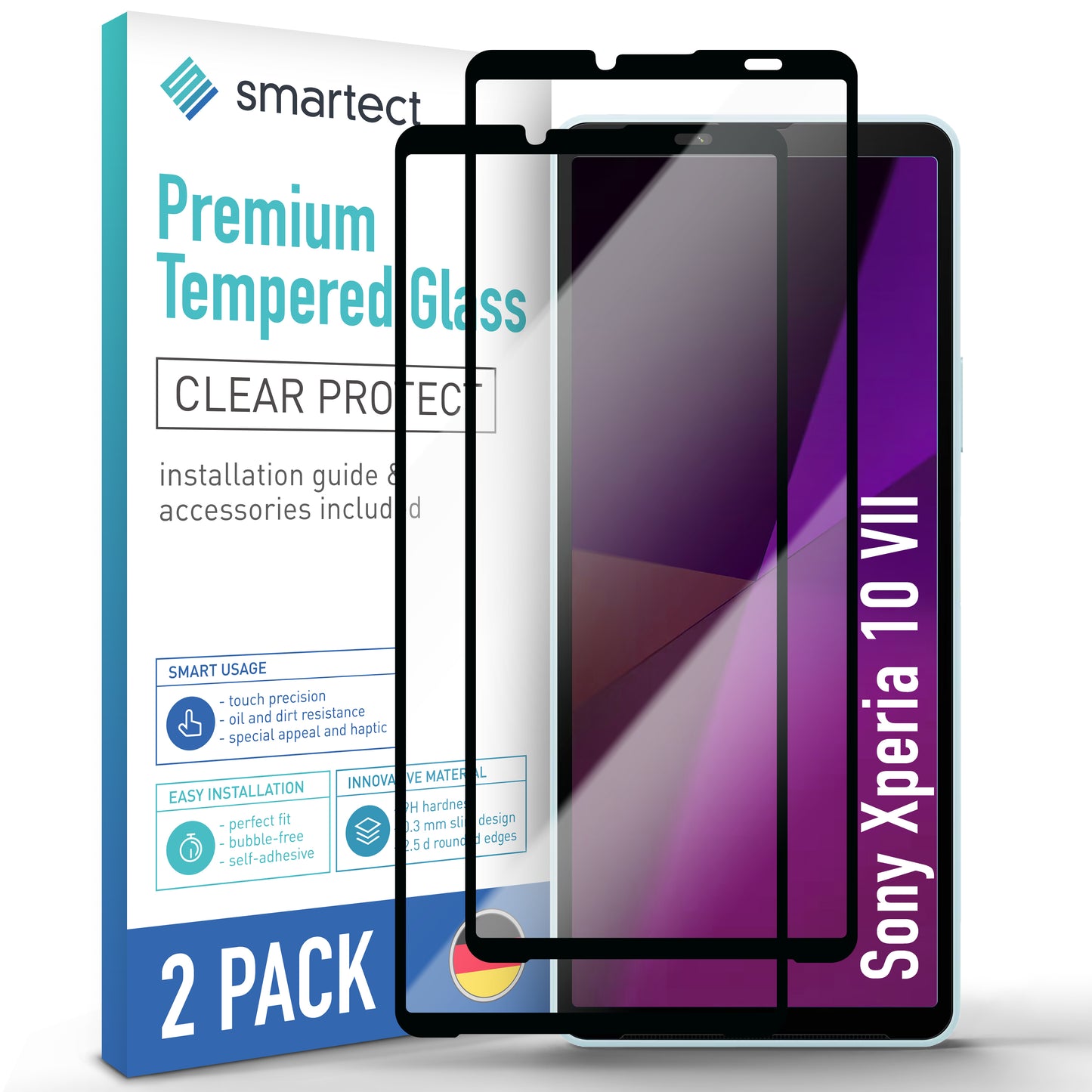 smartect Schutzglas Full Screen für Sony Xperia 10 VII, 2 Stück