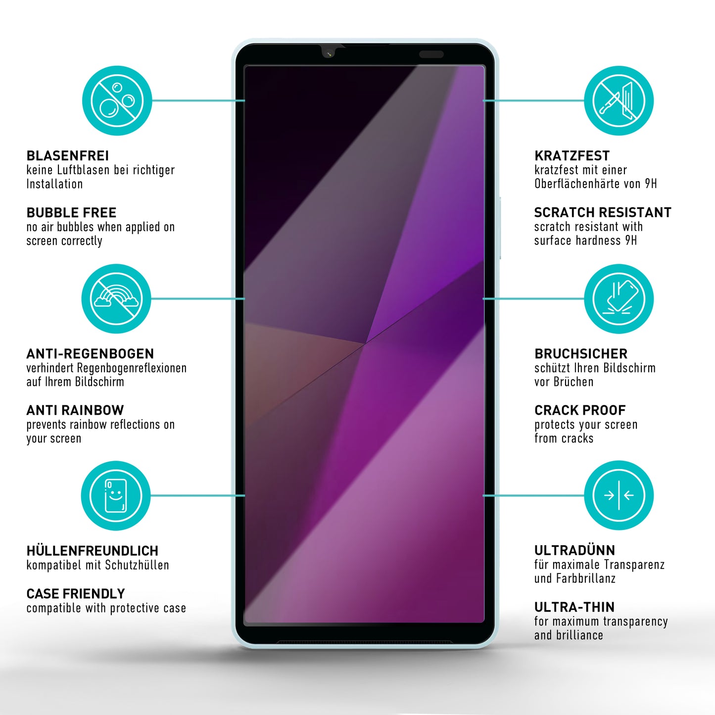 smartect Schutzglas Full Screen für Sony Xperia 10 VII, 2 Stück
