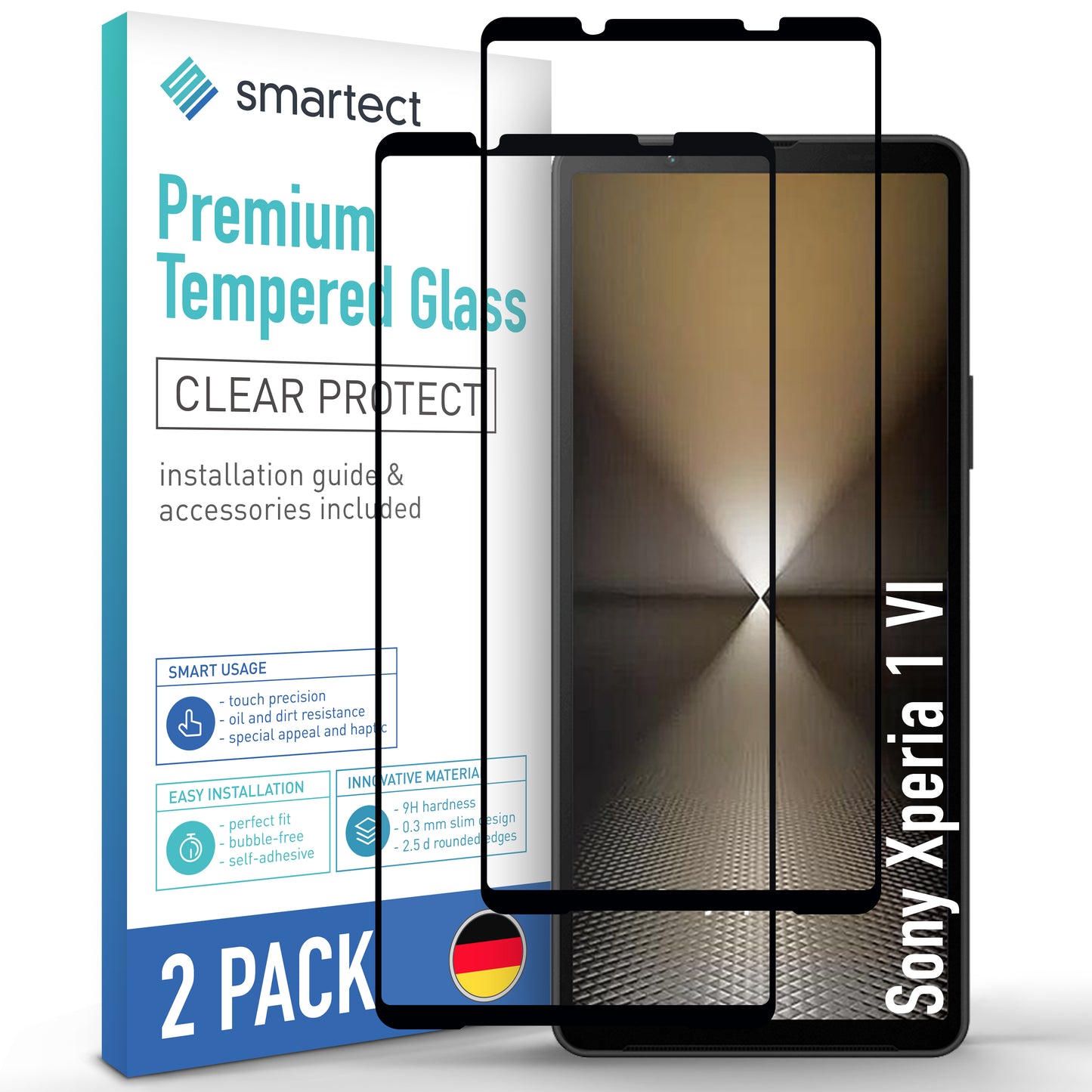 smartect Schutzglas Full Screen für Sony Xperia 1 VI, 2 Stück