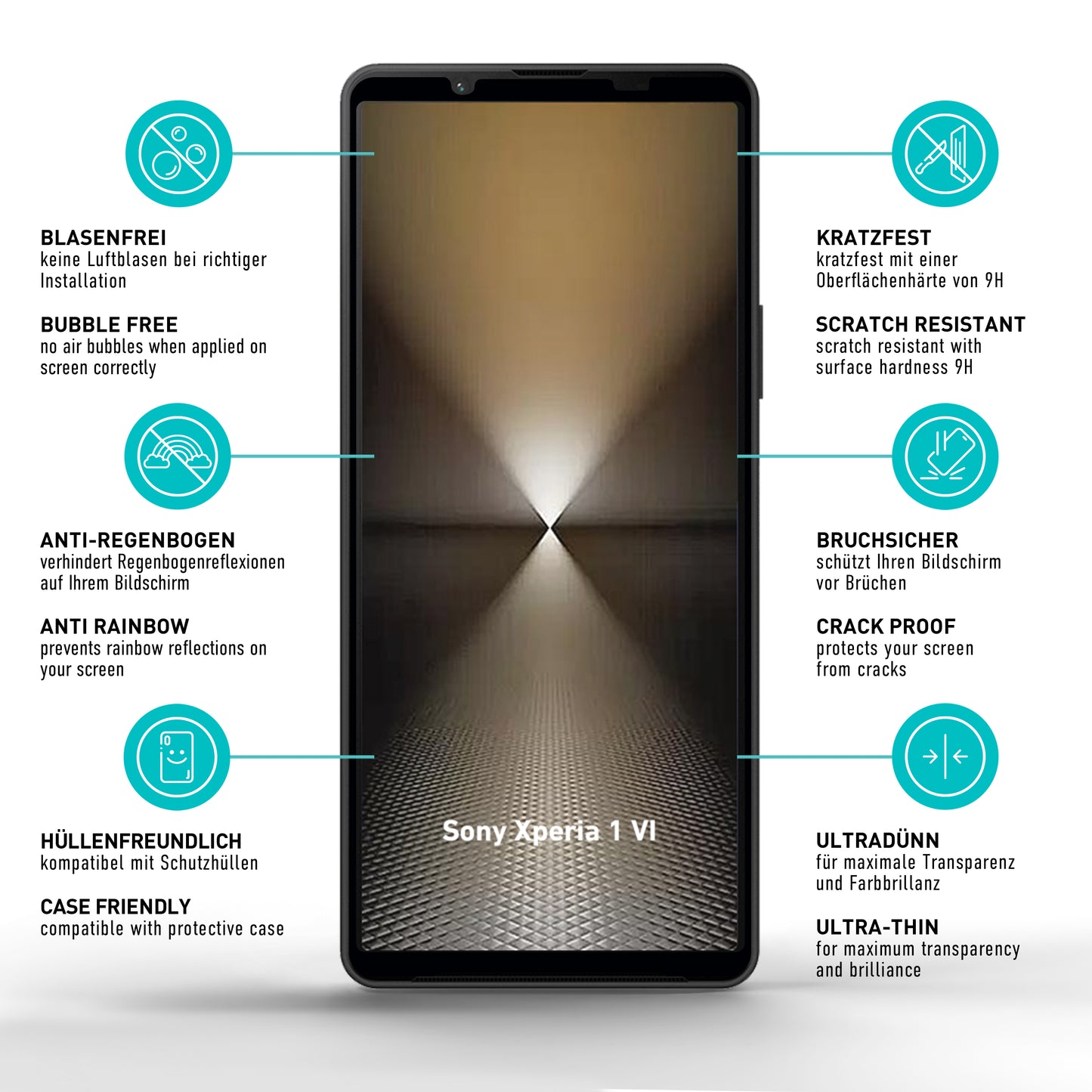smartect Schutzglas Full Screen für Sony Xperia 1 VI, 2 Stück