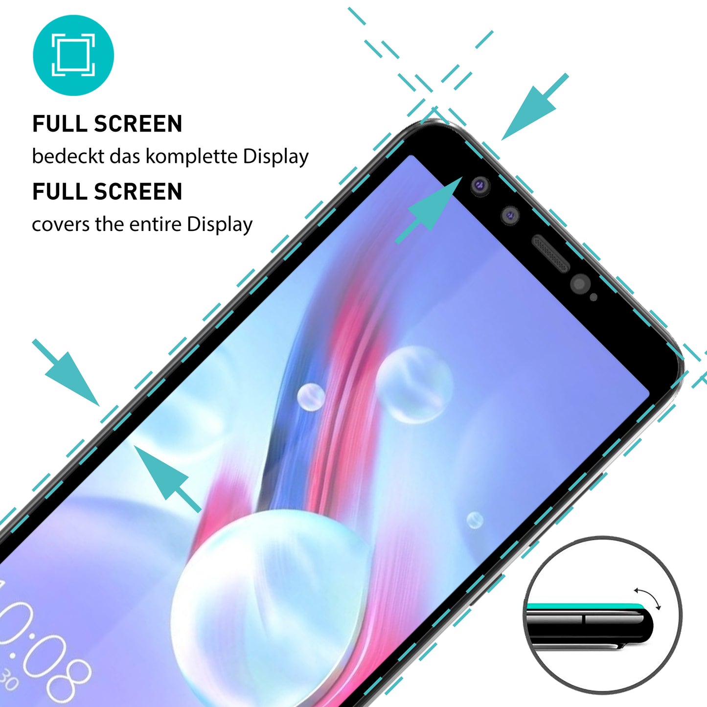 smartect Schutzglas Full Screen für Huawei Honor 9 Lite / Youth Edition, 2 Stück