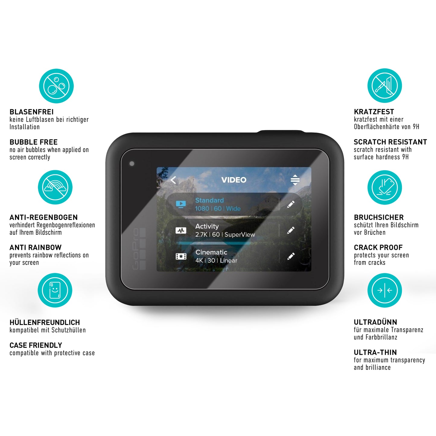 smartect Protective Glass Clear for GoPro Hero 8, 2 pieces