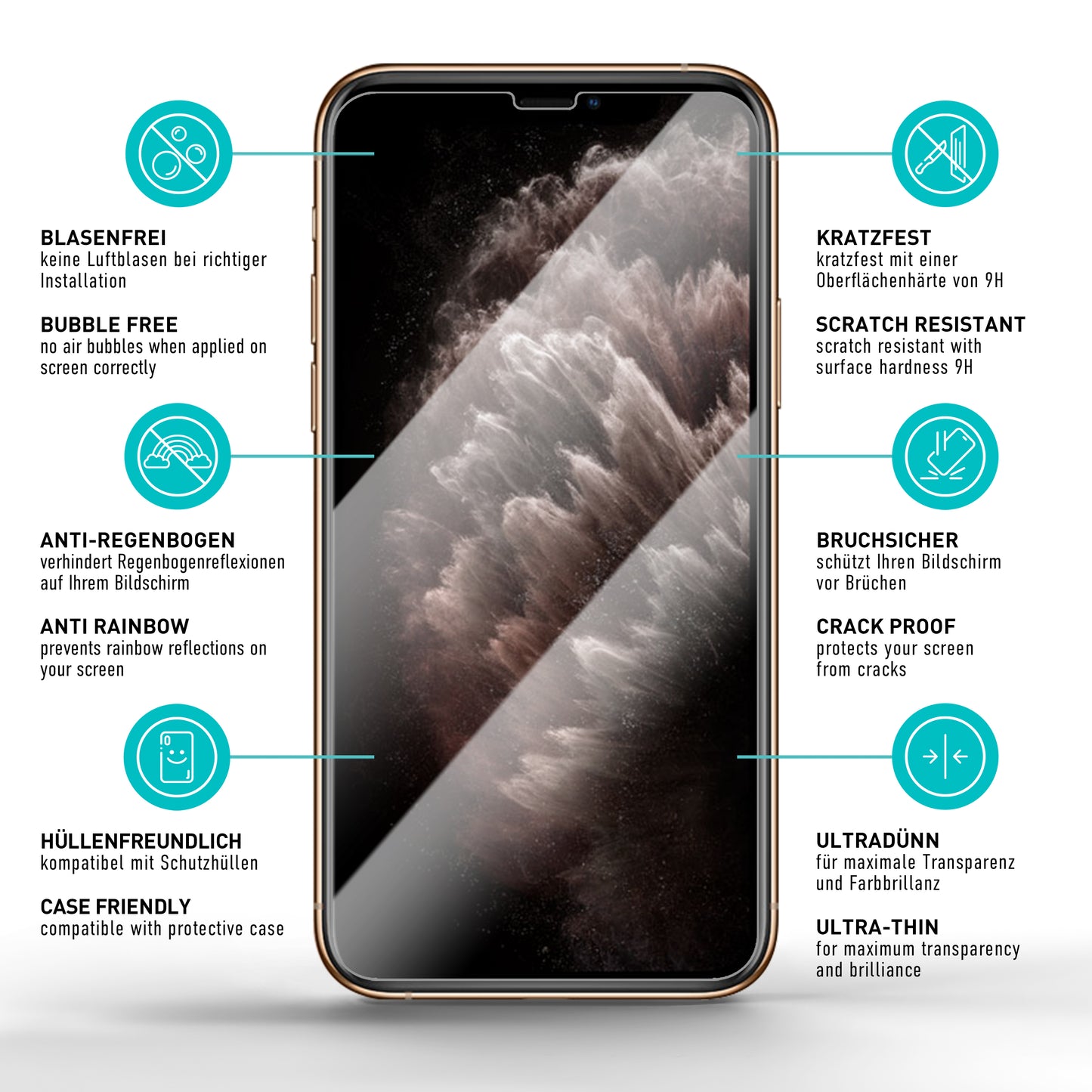 smartect Schutzglas Klar für iPhone 11 Pro Max / iPhone XS Max, 2 Stück