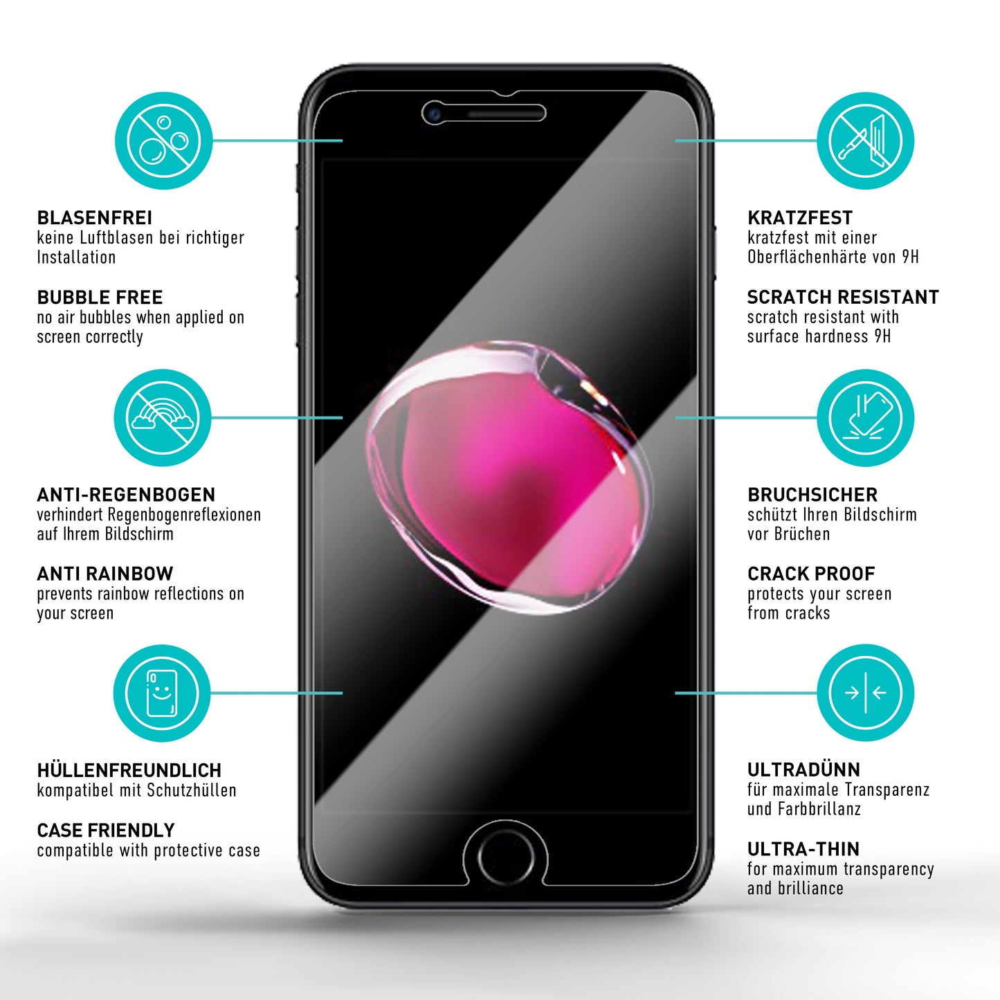 smartect Protective Glass Clear for Apple iPhone 6 / 6s / 7 / 8, 2 pieces
