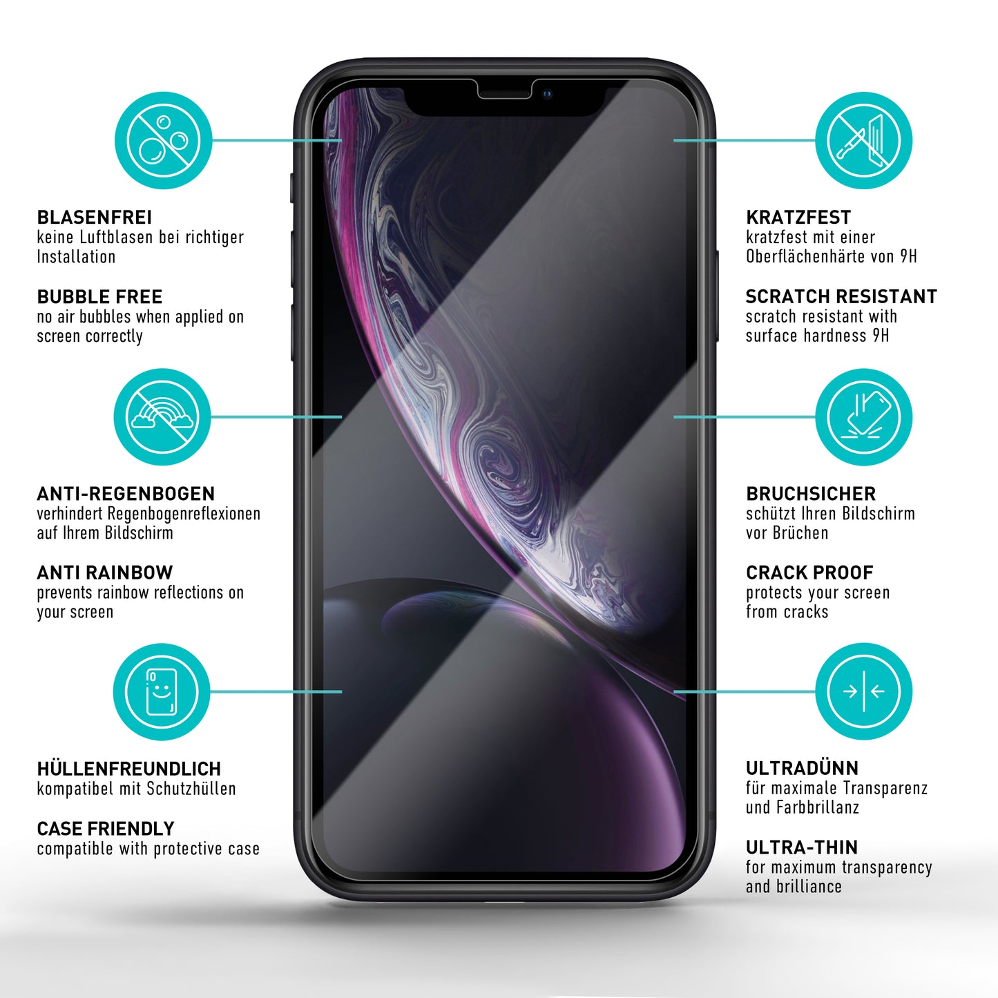 smartect Protective Glass Clear for iPhone XR / iPhone 11, 2 pieces