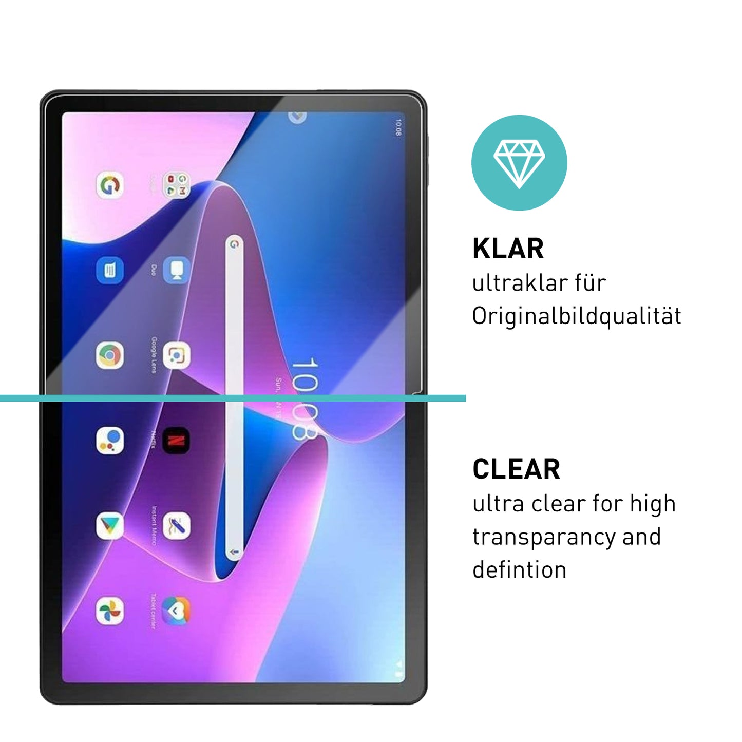 smartect Protective Glass Clear for Lenovo Tab M10 Plus (3rd Gen) 10.6", 2 pieces