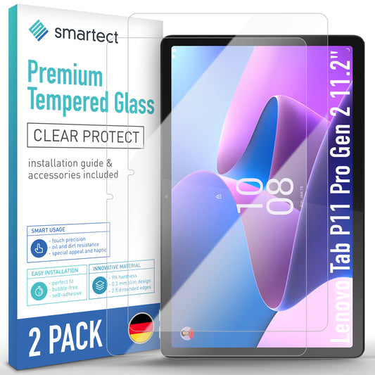 smartect Schutzglas Klar für Lenovo Tab P11 Pro Gen 2 11.2 Zoll, 2 Stück