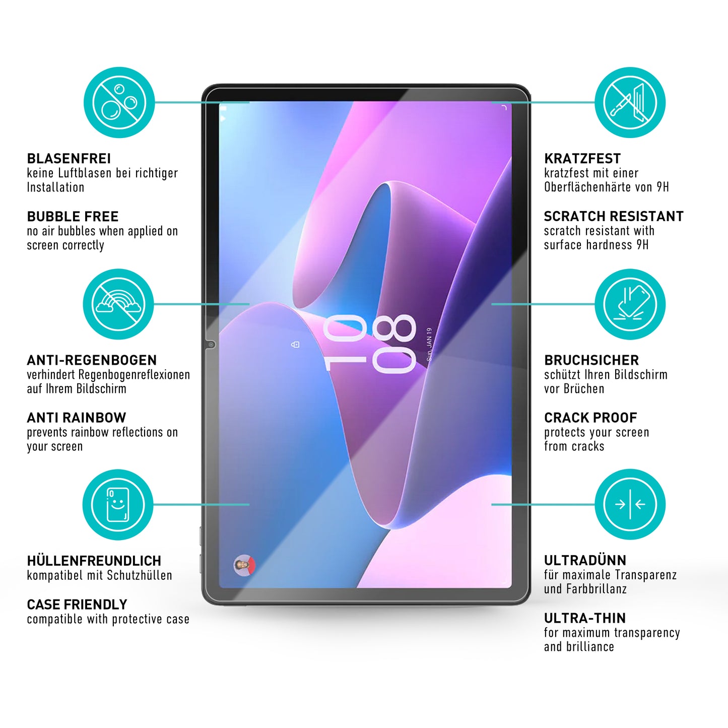 smartect Schutzglas Klar für Lenovo Tab P11 Pro Gen 2 11.2 Zoll, 2 Stück