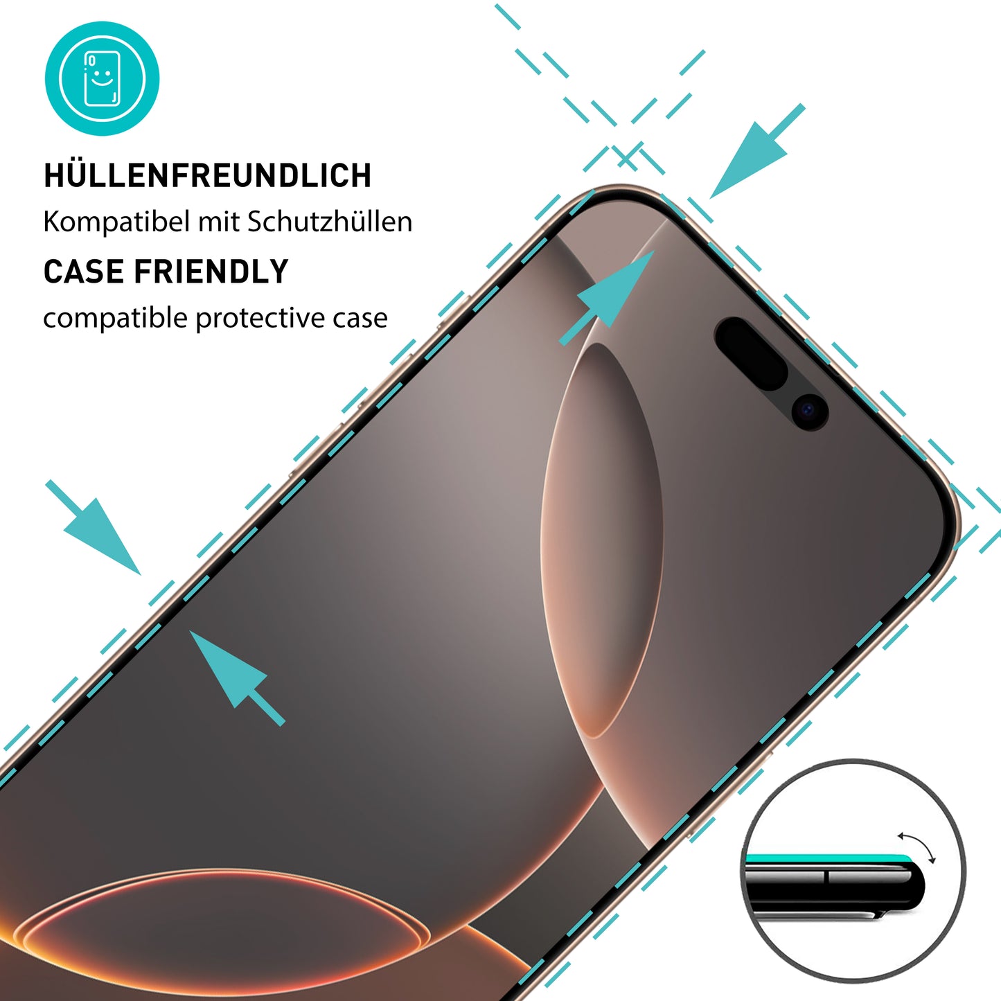 smartect Schutzglas Full Screen Matt für iPhone 16 Pro, 2 Stück