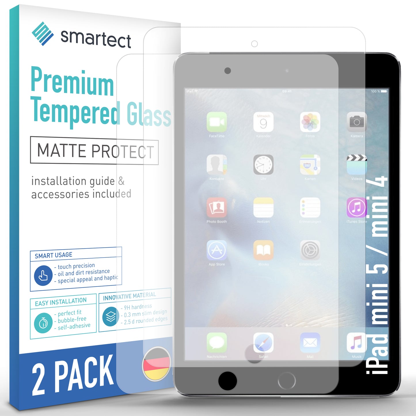 smartect Schutzglas Matt für iPad mini 5 / mini 4, 2 Stück